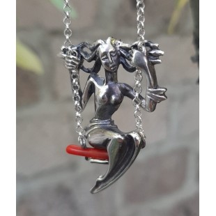 Silver Necklace Swinging Girl,Girl on a Swing