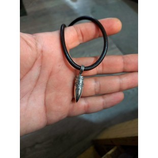 Bullet Pendant Sterling Silver 925,Leather cord