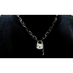 Chain Necklace with Lock Sterling Silver 925