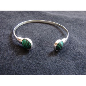 Malachite Bangle Cuff Bracelet,Sterling Silver 925