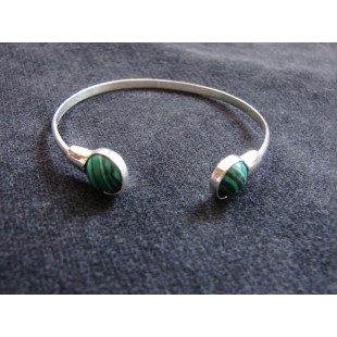 Malachite Bangle Cuff Bracelet,Sterling Silver 925