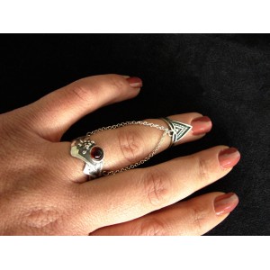 Chain Linked Rings Ararat,Silver Adjustable multi-finger rings