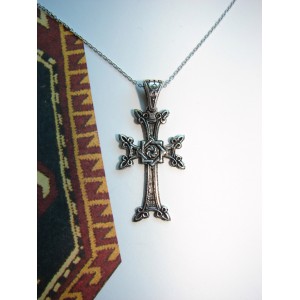 Armenian Cross Eternity Sign Sterling Silver 925,Antique Khachqar Ornament