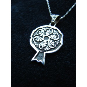 Wheel of Eternity Symbol Necklace Sterling Silver 925 in Pomegranate