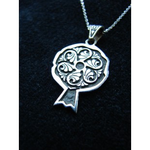 Wheel of Eternity Symbol Necklace Sterling Silver 925 in Pomegranate