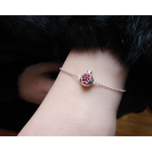 Armenian Pomegranate Bracelet Sterling Silver 925 with Red Zircons