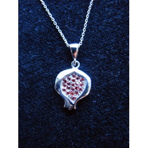 Pomegranate Pendant Sterling Silver 925 with Red Zircons