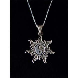 Pendant Yin Yang in rays of the Sun,Sterling Silver 925