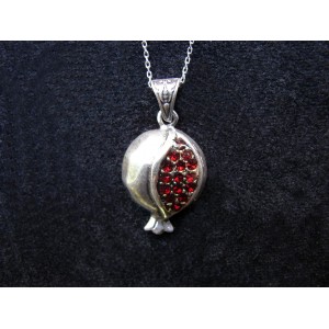 Armenian Pomegranate Necklace Sterling Silver 925 with Red Zircons