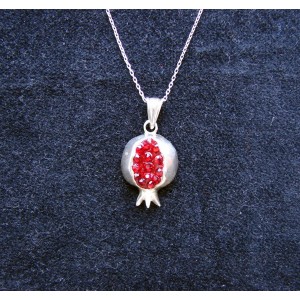 Pendant Pomegranate Sterling Silver 925 with Red Zircon