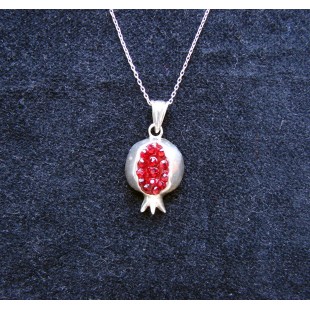 Pendant Pomegranate Sterling Silver 925 with Red Zircon