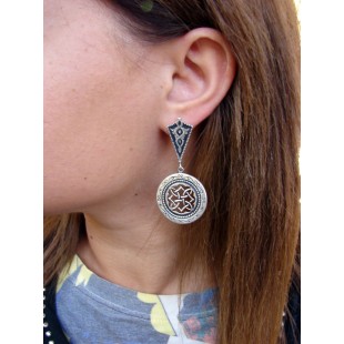 Large Round Earrings Sterling Silver 925,Ethnic Style