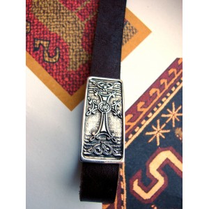 Leather Bracelet with Cross for Men and Women,Silver bar