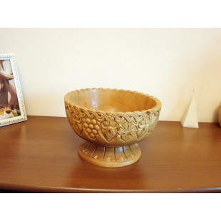 Large Hand Carved Natural Wooden Bowl,Fruit or Candy Vase,Rustic Style