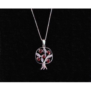 Pendant Pomegranate with Leaves Sterling Silver 925