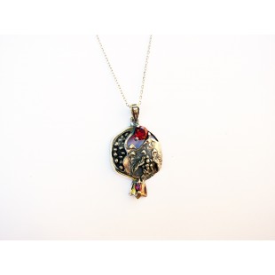 Pomegranate Necklace Sterling Silver 925 with Red Garnets