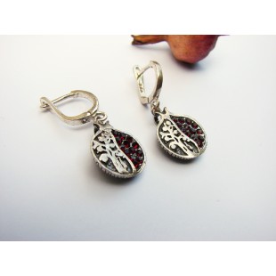 Earrings Pomegranate and Tree of Life Sterling Silver 925