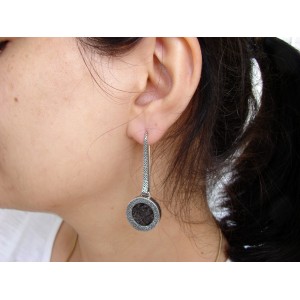 Black Obsidian Earrings,Sterling Silver 925