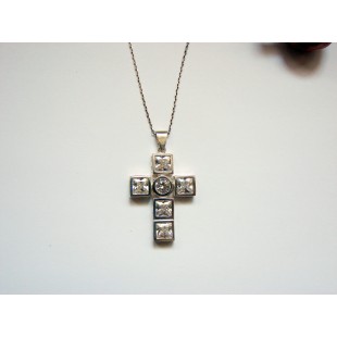 Cross Pendant Sterling Silver 925 with Cubic Zirconia