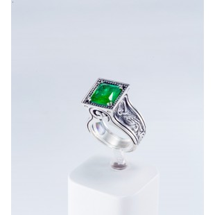 Luxury Emerald Ring Sterling Silver 925