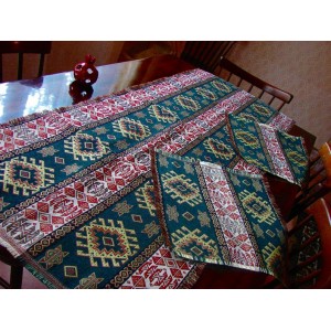 Ethnic Style Table Runner Armenian Carpet Ornament 2 coasters