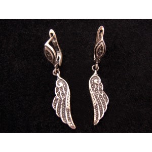 Silver Earrings Angel Wings,Dangle Earrings