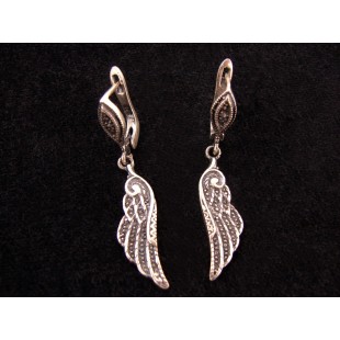 Silver Earrings Angel Wings,Dangle Earrings