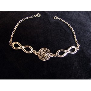 Silver Bracelet Wheel of Eternity and Infinity Symbol