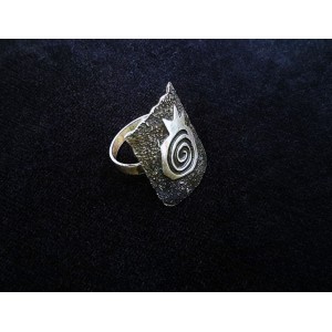 Wide Ring Sterling Silver Pomegranate Design