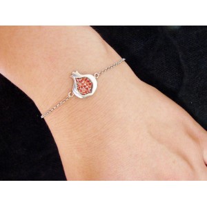 Pomegranate Bracelet 925 Sterling Silver Red Zircon