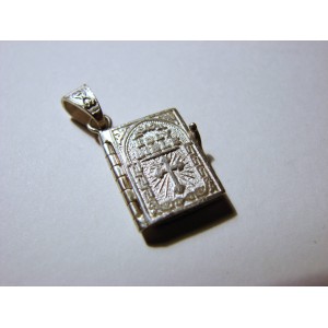 Silver Miniature Prayer Book Pendant,Lord's Prayer Our Father in English