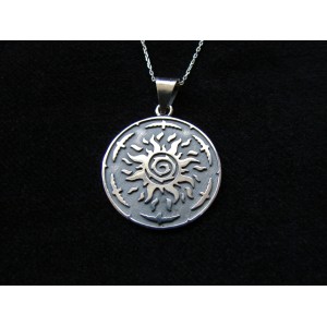 Silver Sun Pendant,Solar Symbol